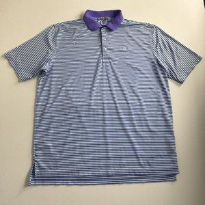 Floridian Peter Millar Summer‎ Comfort Polo Shirt XL Men Purple Stripe Golf